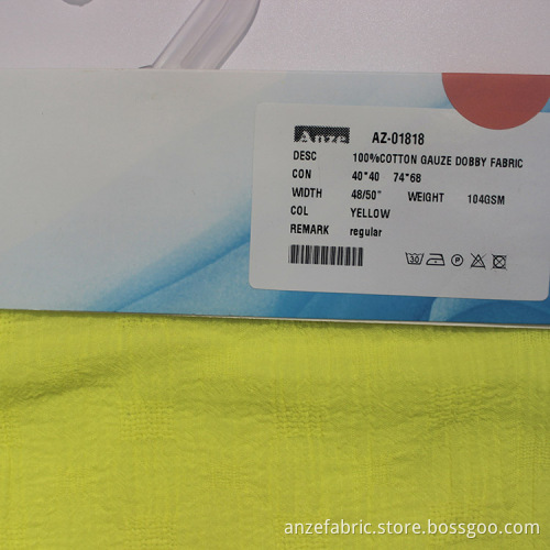 100% Organic Yellow Cotton Gauze Muslin Fabrics